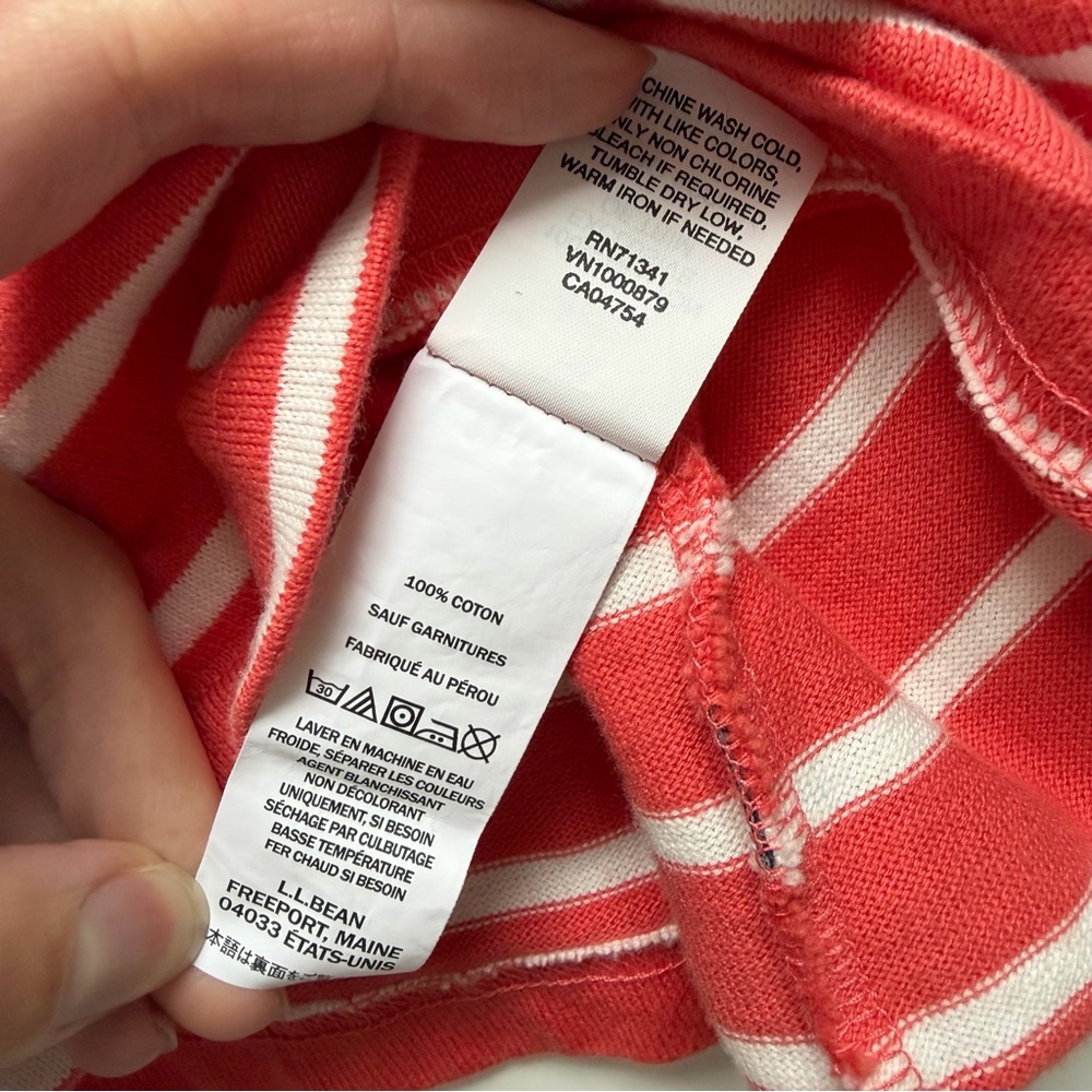 L.L. Bean Heritage Mariner Top Boatneck 3/4 Sleeve Striped Coral Size M - Picture 5 of 11